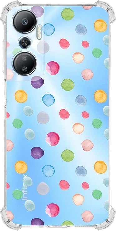 PrintiFy İnfinix Hot 20 Uyumlu Water Color 6 Baskılı Şeffaf Köşe Korumalı Antişok Kılıf