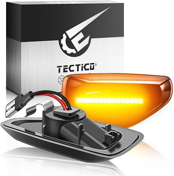 TECTICO LED Dynamic Side Indicator SMD Amber Yellow Bright Canbus Car Smoke Repeater Lights Compatible with Dacia Logan II Sandero II Duster, 2 Lamps