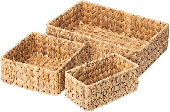 Wicker Baskets for Organizing 3Pack, Large and Small Wicker Storage Hand Woven Baskets for Storage