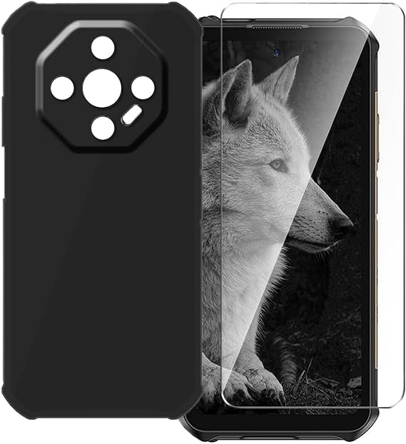 Case for Ulefone Armor X16 Pro 5G - Soft Silicone Cover with Anti-Scratch Bumper + 1 Pack Tempered Glass Screen Protector - Black