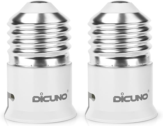 DiCUNO E27 to B22 Socket Converter, Lamp Base Adapter for LED Bulbs, 2 Pcs [Energy Class F]