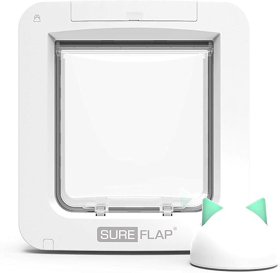 Sure Petcare SureFlap Microchip Pet Door Connect with Hub, Mobile App Control, Curfew Function, For Cats & Small Dogs, Install in Doors, Windows & Walls, White, 4 x C Batteries Required, Not Included