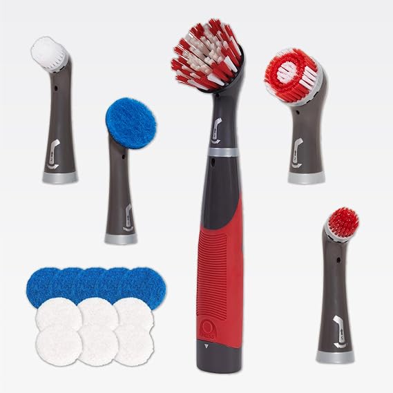Rubbermaid Cleaning Power Scrubber Complete Home, Microfiber Plastic, Red and Gray, 18-Piece Kit