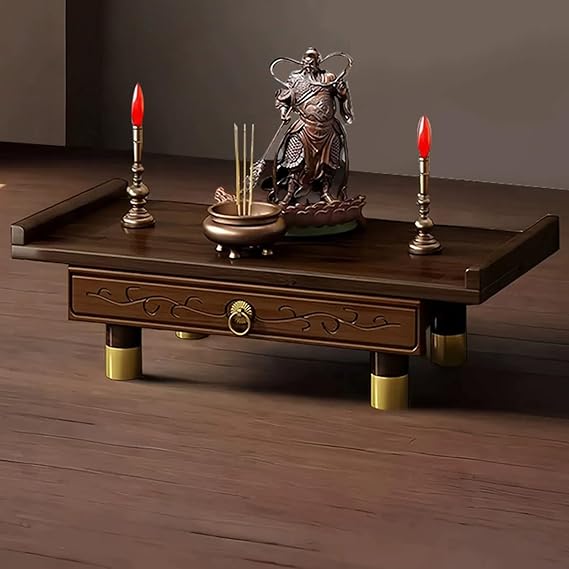 Personal Shrine Altar Table, Chinese Meditation Table, Decorative Small Altar Cabinet for Prayer, Pooja Cabinet for Living Room, Small Spaces(39cm/15in)