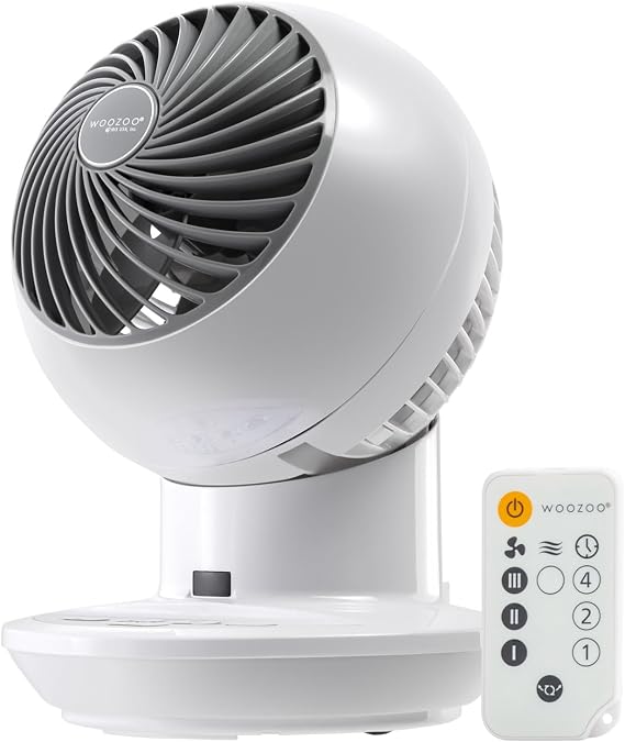 IRIS USA PCF-SC12 WOOZOO Mini Personal Oscillating Circulator Fan with Remote Control White Small