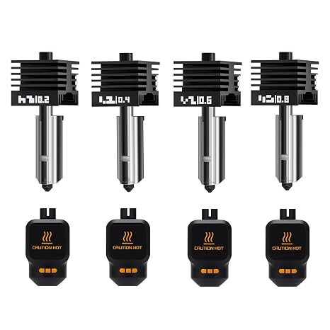 H2D Hotend Kit 0.2/0.4/0.6/0.8mm for Bambu Lab H2D Combo/H2S 3D Printer High Temperature Hardened Steel Nozzle Replacement (4 Pack)