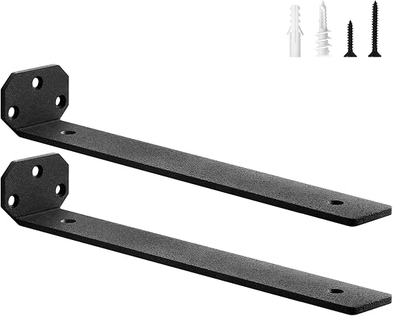 scicent Pack of 2 Shelf Brackets Invisible Shelf Bracket Heavy Duty Shelf Bracket Metal Heavy Duty Angle Wall Bracket Angle Shelf Support Load 50 kg (Black 30 cm)
