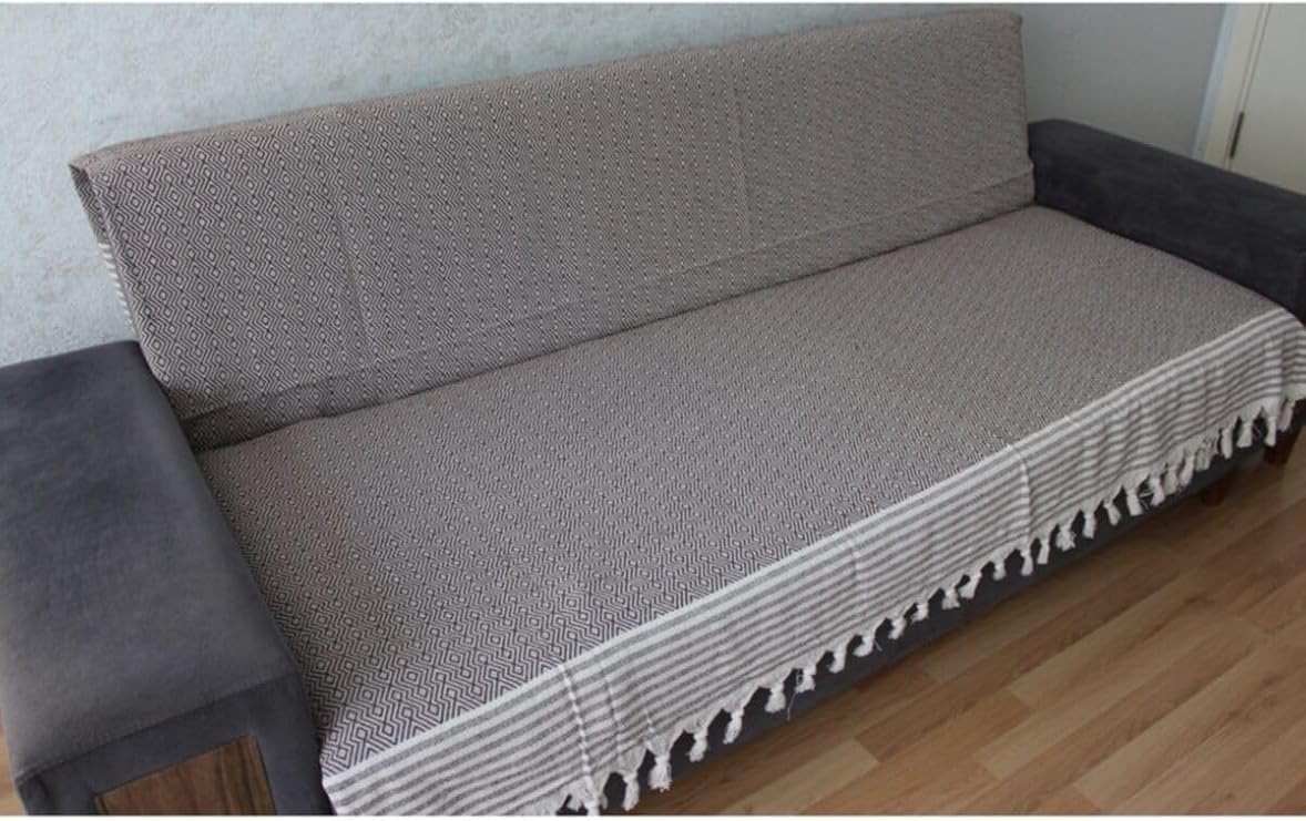 Pamuklu Koltuk Örtüsü Kahverengi 170 x 220