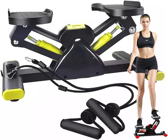 Mini Stepper Exercise Workout,Portable Stair Climber Fitness Machine with Resistance Bands and LCD Display for Home Training