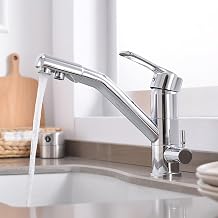 XJTNLB 3 Way Water Filter Tap Kitchen Drinking Taps Sink Mixer Chrome Single Lever 3 in 1 Kitchen Sink Tap
