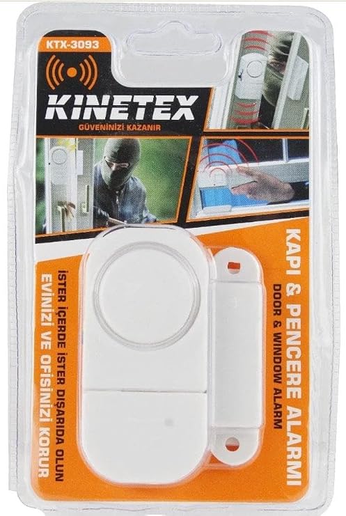 Kinetex Sensörlü Kapı ve Pencere Alarmı, Ev ve Ofis Güvenliği için, Model KTX-3093