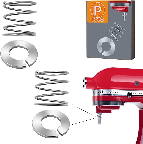 KitchenAid スタンドミキサー用 ステンレススチール スプリングとワッシャーにフィット クイックインストール アクセサリーとアップグレードパーツキット 4個パック