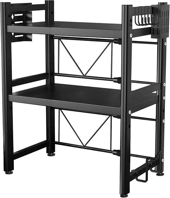 3-Tier Microwave Oven Stand, Extendable Kitchen Storage Rack