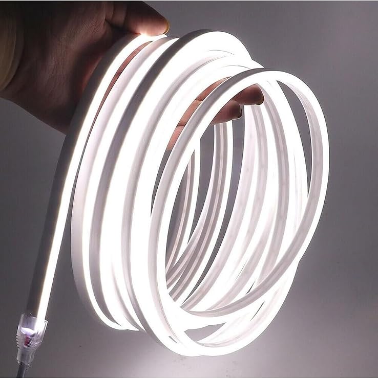 220V Neon LED Hortum 10 Metre 6400K Beyaz Işık 120 LED/m Tak Çalıştır IP65 Su Geçirmez Şerit LED Dış Mekan Aydınlatma [Enerji Sınıfı A]