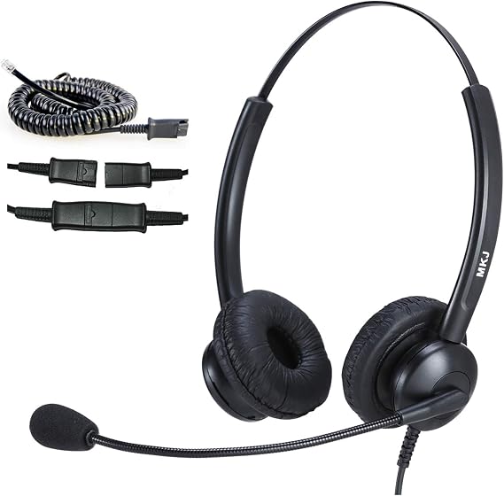 MKJ Telephone Headset with Microphone Noise Cancelling for Lanline Phone