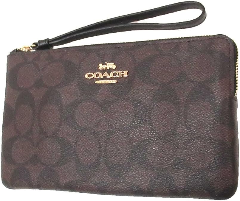 COACH Signature PVC w/Leather Stripe Corner Zip