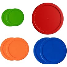 Replacement Lids for Pyrex Glass Food Storage Containers Round Plastic (2) 7202-PC 1 Cup Green (2) 7200-PC 2 Cup Orange (2) 7201-PC 4 Cup Blue (1) 7402-PC 6/7 Cup Red