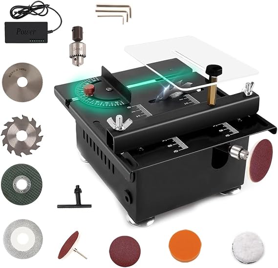 Portable Mini Multi-Functional Table Saw, Mini Table Saw for Crafts, Mini Table Saw for Wood Cutting, Portable Liftable Mini Table Saw, Small Multifunctional Table Saw for Crafts(Cutting Grinding and