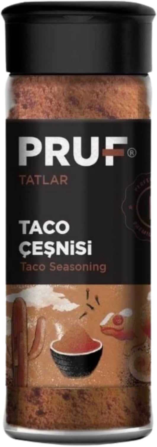 Pruf Taco Baharatı /Taco Çeşnisi / Taco Seasoning 45 Gr. Sağlıklı Cam Şişe Tek Ebat