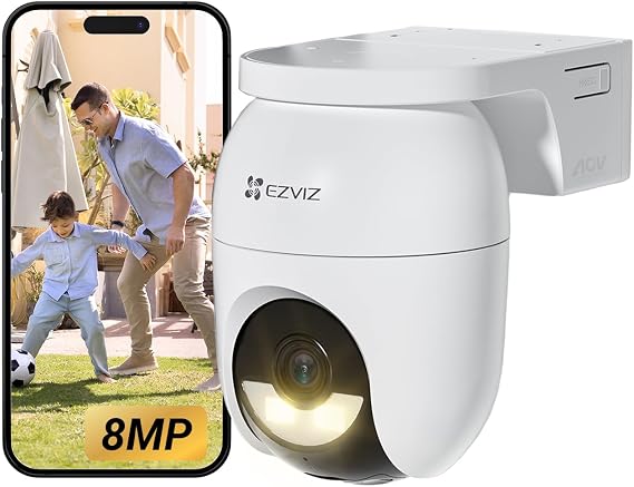 EZVIZ 4K Wireless Outdoor Security Camera, Solar Powered, CB8 Lite 4K