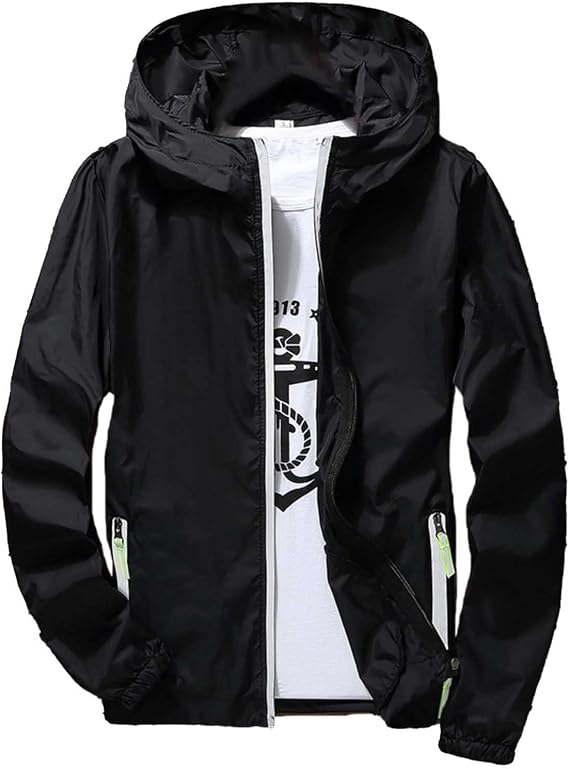 Summer Jacket Lightweight Rain Jacket Sun Protection Jacket Men's Reflective Functional Jackets Quick Drying with Hood Softshell Jacket Windproof Windbreaker Outdoor Jacket