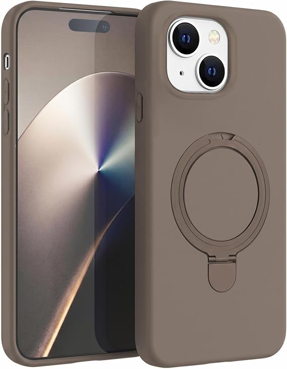 Microsonic Apple iPhone 15 Plus için Kılıf Aura Stant MagSafe Kahverengi [iPhone 15 Plus ile Uyumlu Kılıf - Kahverengi]