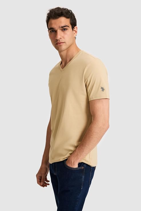 U.S. Polo Assn. Erkek Bej Tişört Basic 50326944-VR011