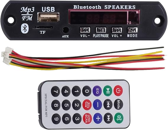 Decoder Board Mp3 Module MP3 Decoding Board Wireless Audio Remote Module MP3 Decoder DC 12V Bluetooth MP3 Decoder Board Audio Module USB SD TF FM Radio Lossless WMA/WAV MP3 Player Module Support TF Card/USB/FM Radio for Speaker or Other Appliances