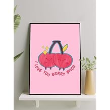 Postermanya Berry Love,Böğürtlen Aşk, İllüstrasyon Çerçeveli Tablo - Çerçeveli Poster