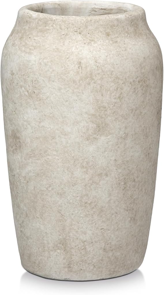 Tall Rustic Vase for Flowers 23CM Cement Vase 4.3" Opening Large Verdigris Vases Vintage Farmhouse Vases for Pampas Grass Dry Plants Living Room Table Entryway Bathroom Shelf Mantel Home Decor
