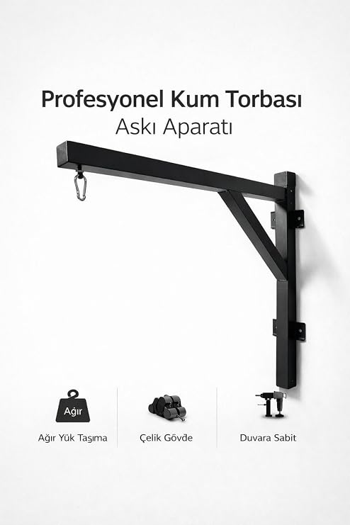 Leyaton Kum Torbası Askısı Boks Torbası Askı Aparatı Duvar Askısı Boks Standı Siyah, BKSASMA