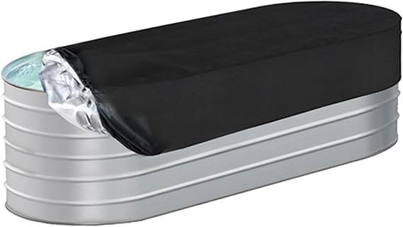 Stock Tank Cover, 420D Silver-coated Oxford Cold Plunge Covers, Multi-protection Oval Stock Tank Cover, Outdoor Ice Bath Tub Covers, Black, 120x60x30cm