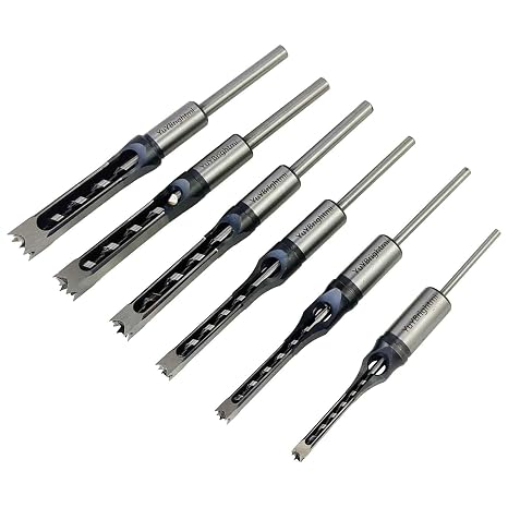 Square Hole Mortise Chisel Drill Bit Tools 1/4", 5/16", 3/8", 1/2", 9/16", 5/8"（6.4mm,8mm,9.5mm,12.7mm,14mm,16mm for Precise Square Hole Drilling