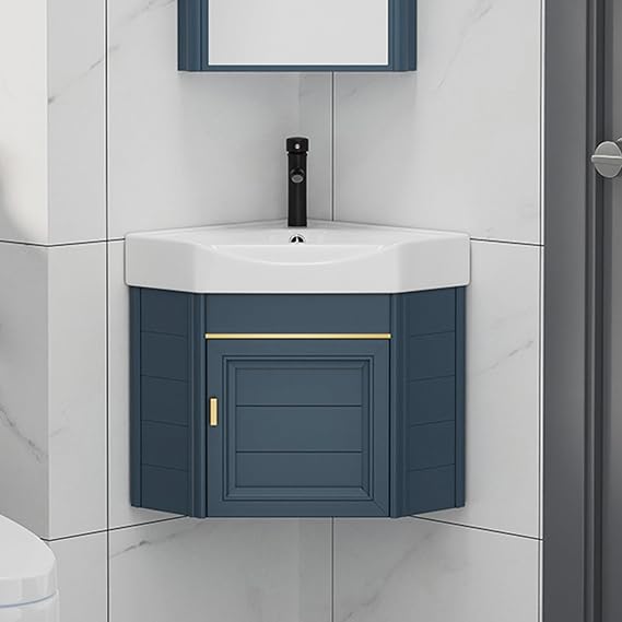 Corner Bathroom Vanity with Sink Cabinet, Floating Vanity, Wall Mounted, Integrated Faucet, Modern Rustic, Clearance, 38cm/14.96in