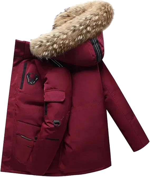 Winter Down Jacket Men South Collar Hooded Luxury White Duck Down Warm Coat Men Cold-proof Tooling Parka