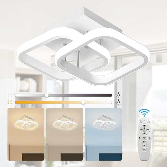 EIDISUNY LED Ceiling Light 22W Modern Square Design LED Ceiling Lamp Cool White/Natural White/Warm White/Metal Ceiling Lighting Fixture for Living Rooms Bedrooms Hallway Office 85V-265V (White) [Energy Class E]