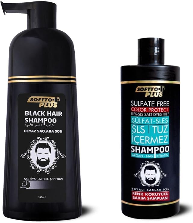 Softto Plus Black Hair Shampoo 350 ml ve Özel Renk Koruyucu Şampuan 400 ml Paketi