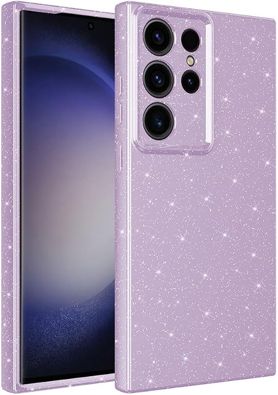 Compatible with Coverzone Samsung Galaxy S23 Ultra Z-Jelly Case Camera Protected Glitter Glitter Glitter Colored Glossy Silicone Cover-Lila