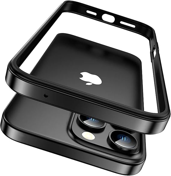 Case for iPhone 16 Pro Max/16 Pro/16 Plus/16, Slim No Back Design Excellent Heat Dissipation Aluminum Alloy Metal Frame Soft TPU Inner Bumper Raised Edge Protection