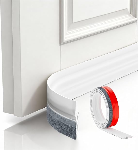 Diboniur Upgraded Draft Excluder for Doors, with Felt, 100 x 5 cm, White