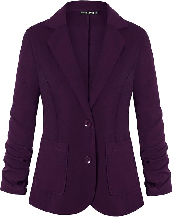 MINTLIMIT Women's Slim Fit Suit Blazer 3/4 Sleeve with Buttons and Pockets
