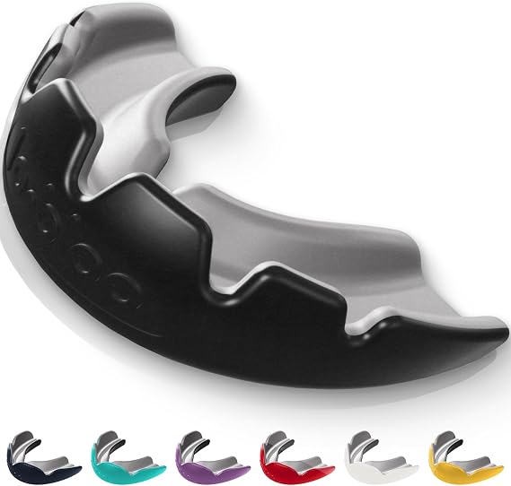 lobloo® Slick Sports Mouthguard – Ultra Slim 1mm | Dentist-Level Protection | Modified Vacuum-Fit Fusion | Oxygen Flow & Comfort | MMA, Boxing, Football, Basketball. (Medium 10-13yrs, Black)