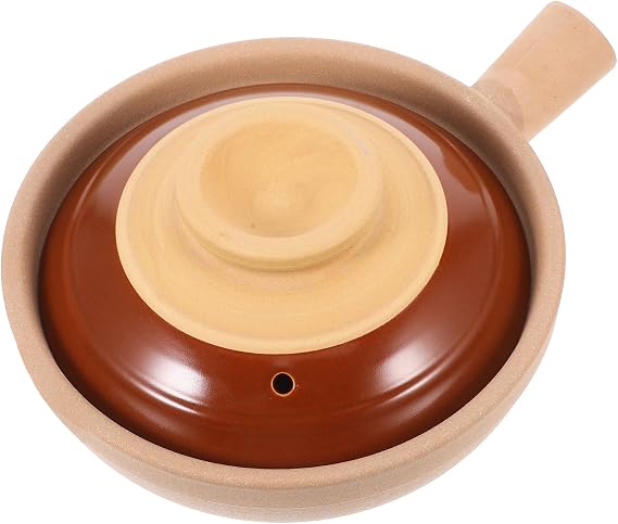 Terracotta Casserole Clay Stove Pot for Chinese Stews and Soups, 600ml Ceramic French Onion Soup Bowl for Family Meals