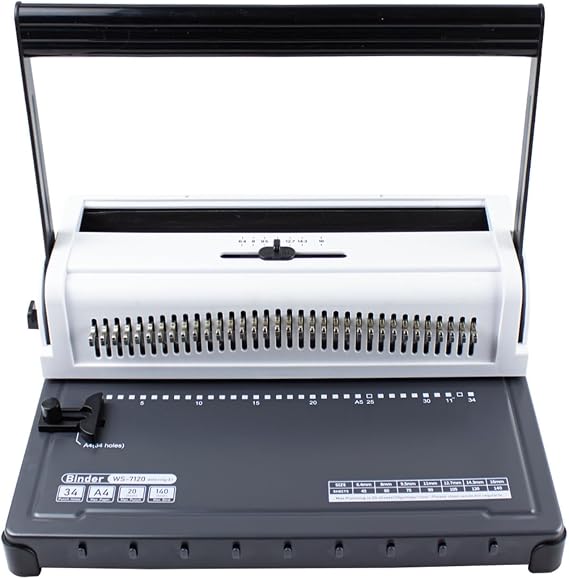 Twin-Loop Wire Binding Machine 34-Hole, A4 Punching Machine for A4 and Smaller Size Effortless Operation(Round Hole)