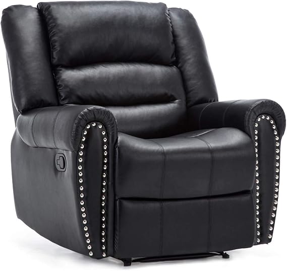 More4Homes DENVER BONDED LEATHER RECLINER ARMCHAIR w STUD SOFA HOME LOUNGE CHAIR RECLINING (Black)