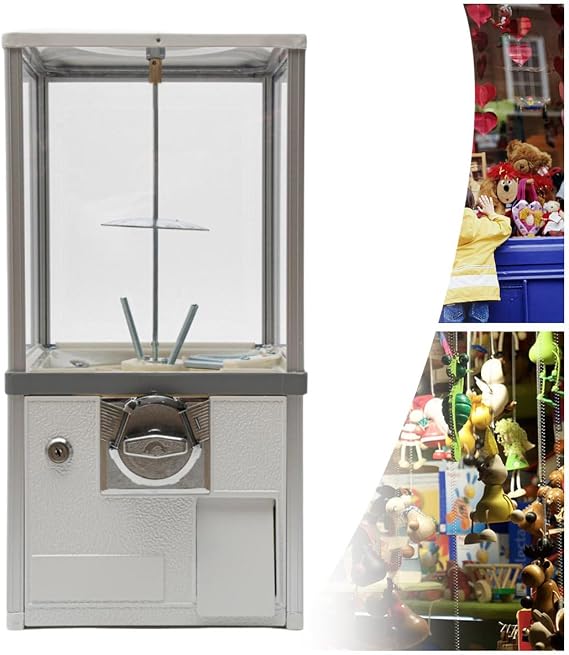 Bubble Gum Machine, Coin Operated Vending Machine, Capsule Vending Machine, With Lock, Transparent Window, Hold 180 Capsule Toys, For Small Candy, Nuts 白色-26 * 29 * 53厘米