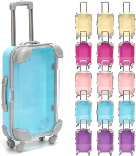 15Pcs Mini Suitcase, Empty Mini Suitcase Party Favor Box, Cute Clear Tiny Packaging Box for Travel Theme Party and Celebrations