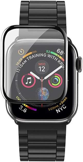 Microcase Apple Watch Seri 6 44 mm Tam Kaplayan Kavisli Ekran Koruyucu 3D Pet Film - Siyah