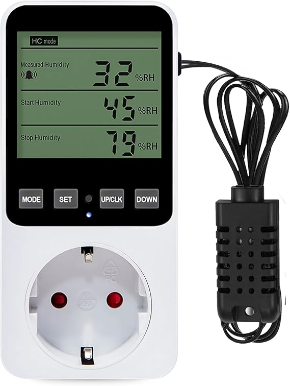 Digital Temperature Controller Socket Thermostat Socket 230 V Humidity Controller with Sensor Digital Hygrostat Socket Temperature Switch with Alarm for Greenhouse Terrarium Reptiles