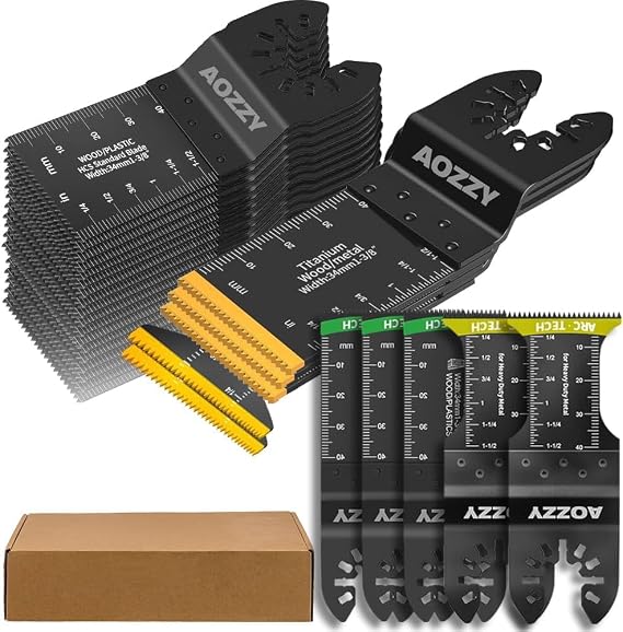 40PCS Universal Oscillating Tool Saw Blades,Include 5PCS Titanium Oscillating Multitool Blades,Compatible Fein Multimaster Porter Cable Bosch Ryobi Dewalt Milwaukee Rockwell Oscillating Tools